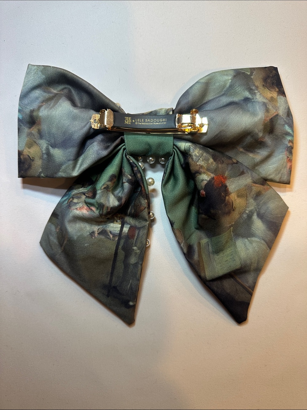 Lele Sadoughi Pearl-Embellished Degas Painting Bow tie barrett - Picture 2 of 3